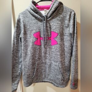 Women's Under Armour Hooded Sweatshirt Gray and Pink Breast Cancer Ribbon